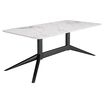 angled view of the contemporary coffee table with marble laminate top